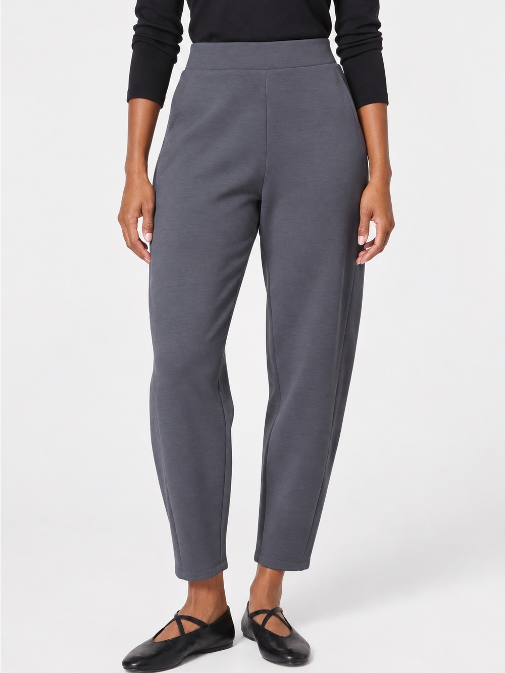 SPANX AirEssentials Barrel Leg Pants Storm Gray L Regular NWT $118 Comfort